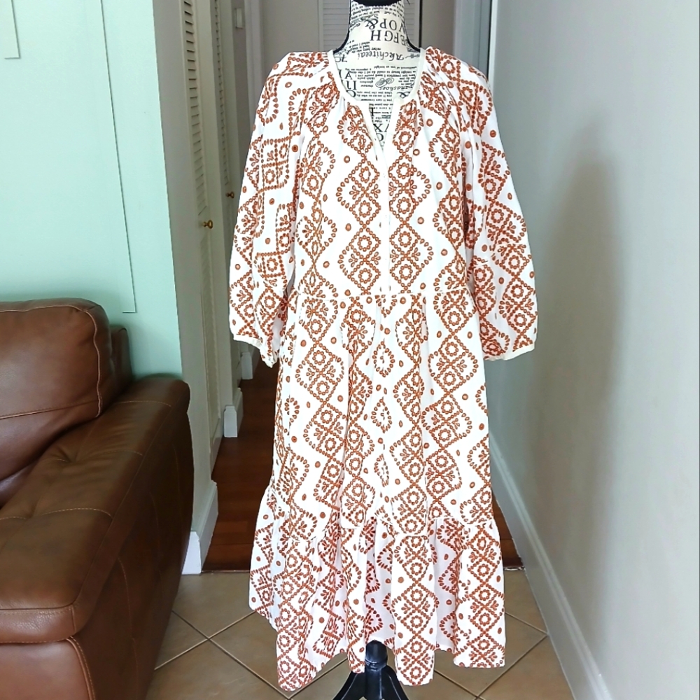 Chico's‎ Eyelet Ruffle Midi Dress